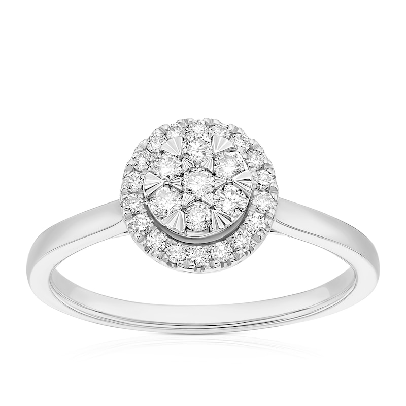 Main Image 1 of 9ct White Gold 0.25ct Diamond Round Cluster Ring