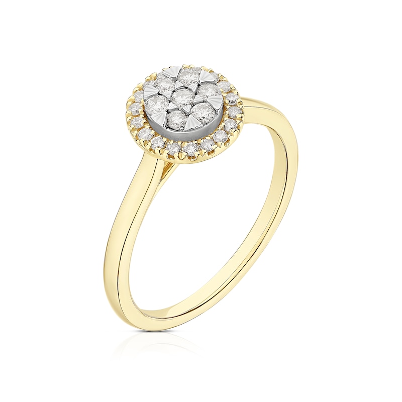 Main Image 2 of 9ct Yellow & White Gold 0.25ct Diamond Round Cluster Ring