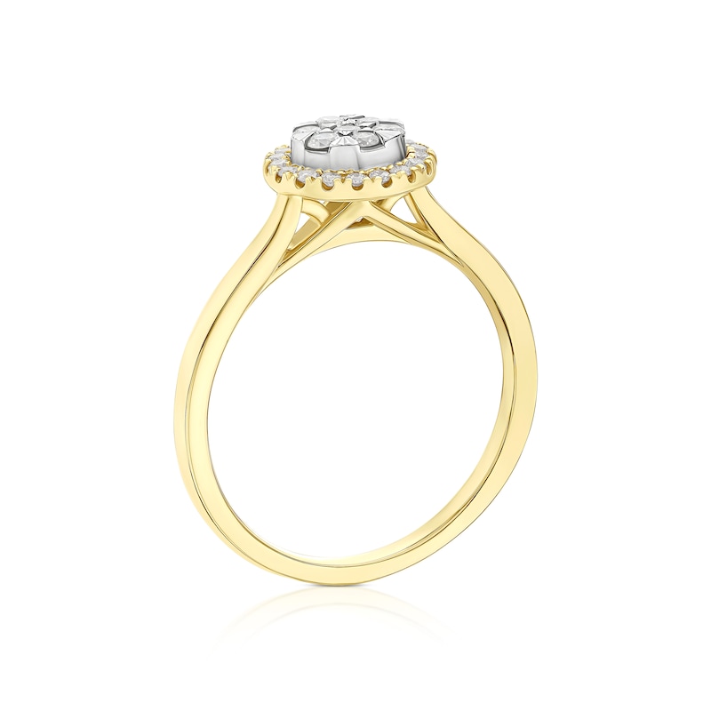 Main Image 3 of 9ct Yellow & White Gold 0.25ct Diamond Round Cluster Ring