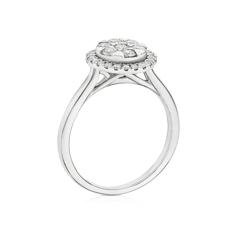 Main Image 3 of 9ct White Gold 0.50ct Diamond Round Cluster Ring