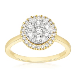 9ct Yellow & White Gold 0.50ct Diamond Round Cluster Ring