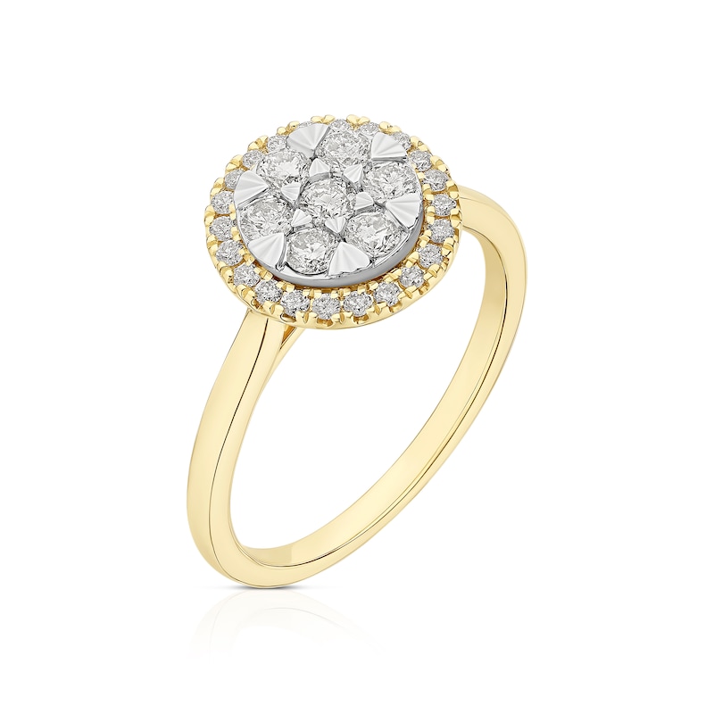 Main Image 2 of 9ct Yellow & White Gold 0.50ct Diamond Round Cluster Ring