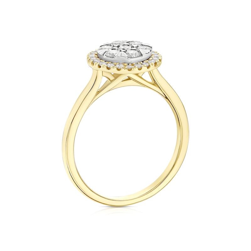 Main Image 3 of 9ct Yellow & White Gold 0.50ct Diamond Round Cluster Ring