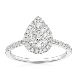 18ct White Gold 0.50ct Diamond Pear Shaped Cluster Ring