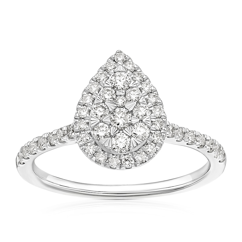 Main Image 1 of 18ct White Gold 0.50ct Diamond Pear Shaped Cluster Ring