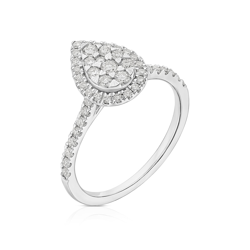 Main Image 2 of 18ct White Gold 0.50ct Diamond Pear Shaped Cluster Ring