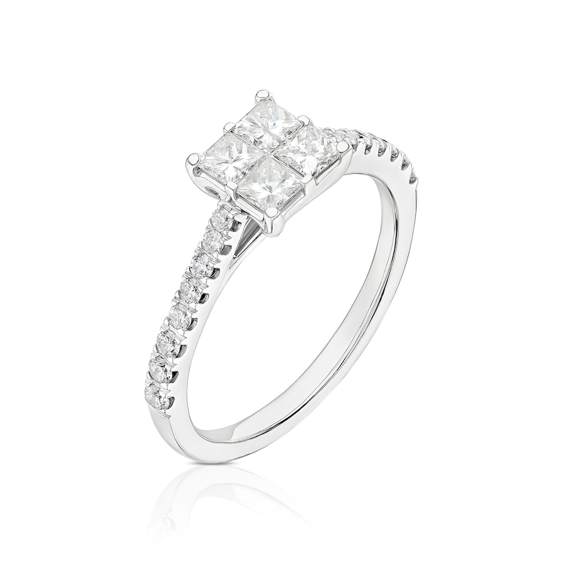 Main Image 2 of 14ct White Gold 0.75ct Diamond Quad Shaped Solitaire Ring