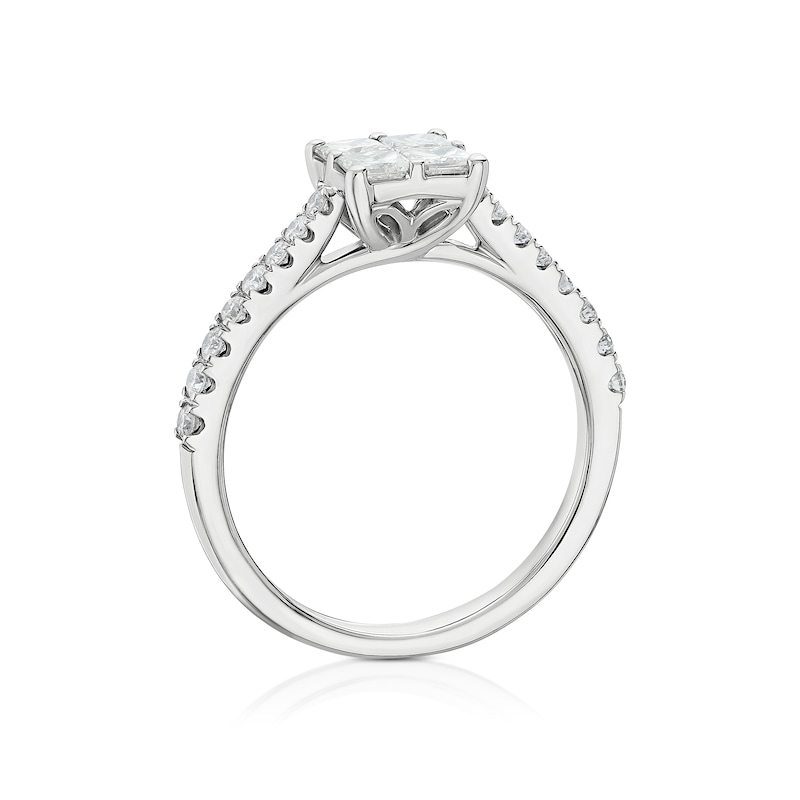 Main Image 3 of 14ct White Gold 0.75ct Diamond Quad Shaped Solitaire Ring