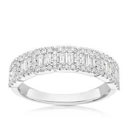 Platinum 0.50ct Diamond Baguette & Round Eternity Ring