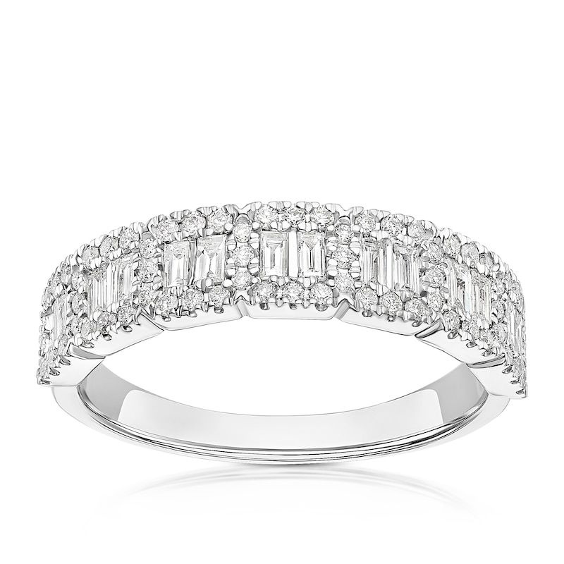 Main Image 1 of Platinum 0.50ct Diamond Baguette & Round Eternity Ring