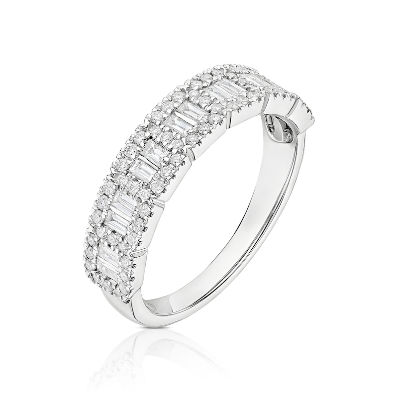 Main Image 2 of Platinum 0.50ct Diamond Baguette & Round Eternity Ring