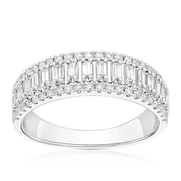 18ct White Gold 0.50ct Diamond Triple Row Eternity Ring