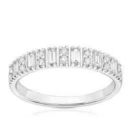 18ct White Gold 0.25ct Diamond Baguette & Round Eternity Ring