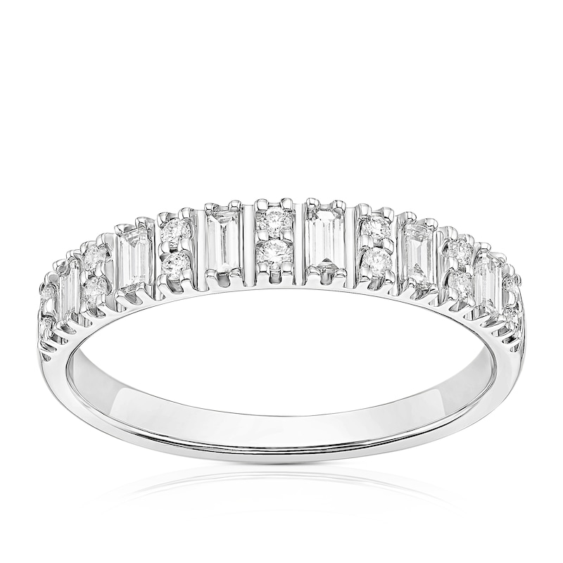 Main Image 1 of 18ct White Gold 0.25ct Diamond Baguette & Round Eternity Ring