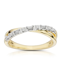 9ct Yellow Gold 0.15ct Diamond Crossover Eternity Ring