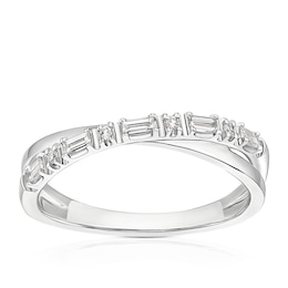 9ct White Gold 0.15ct Diamond Crossover Eternity Ring