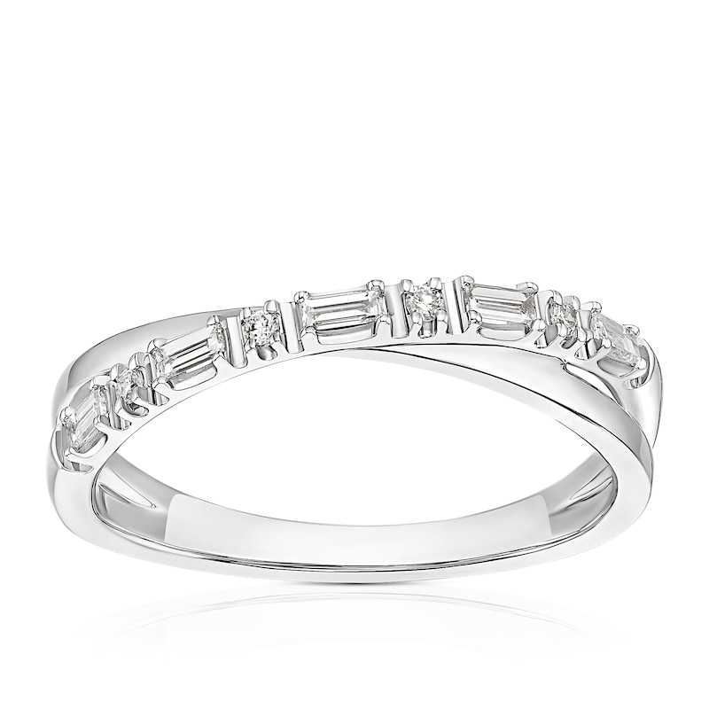 Main Image 1 of 9ct White Gold 0.15ct Diamond Crossover Eternity Ring