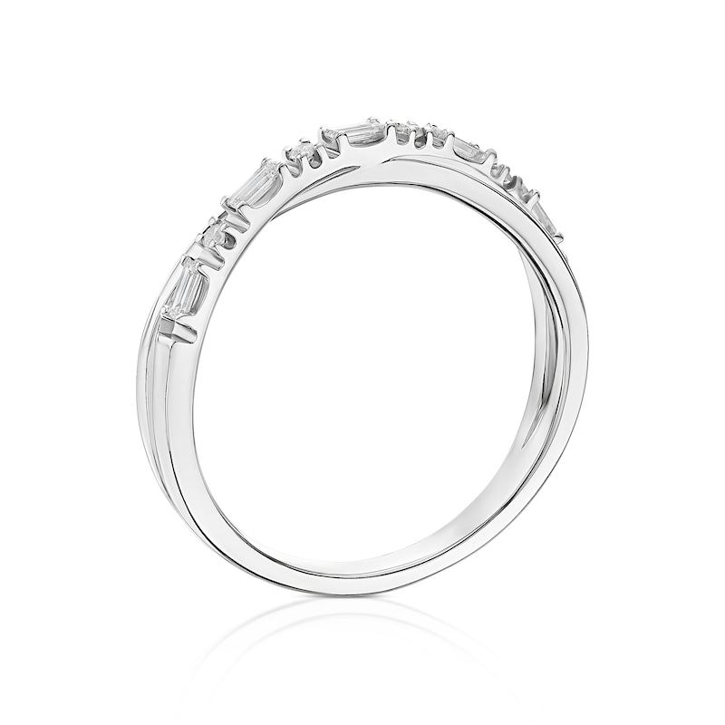 Main Image 3 of 9ct White Gold 0.15ct Diamond Crossover Eternity Ring