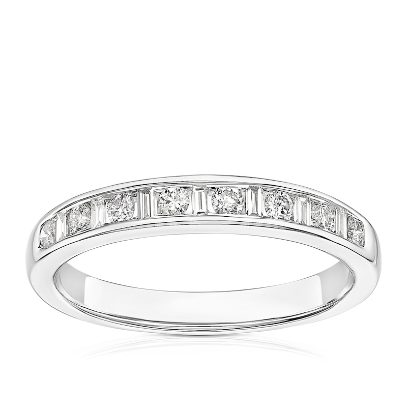 Main Image 1 of 9ct White Gold 0.25ct Diamond Baguette Eternity Ring