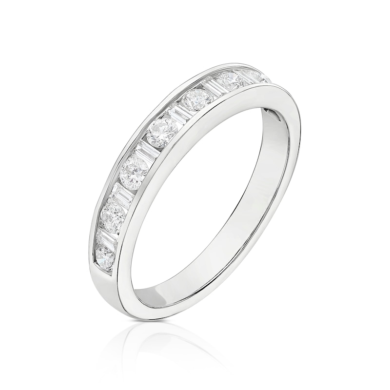 Main Image 2 of 9ct White Gold 0.50ct Diamond Baguette & Round Cut Eternity Ring