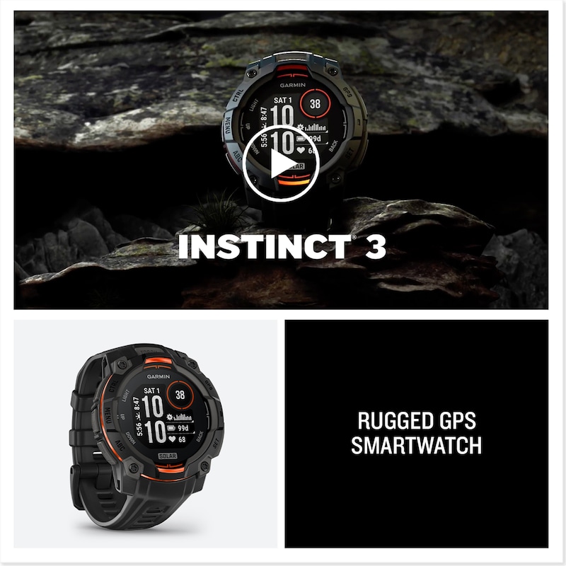 Main Image 8 of Garmin Instinct 3 45mm Solar Black Bezel & Silicone Strap Smartwatch