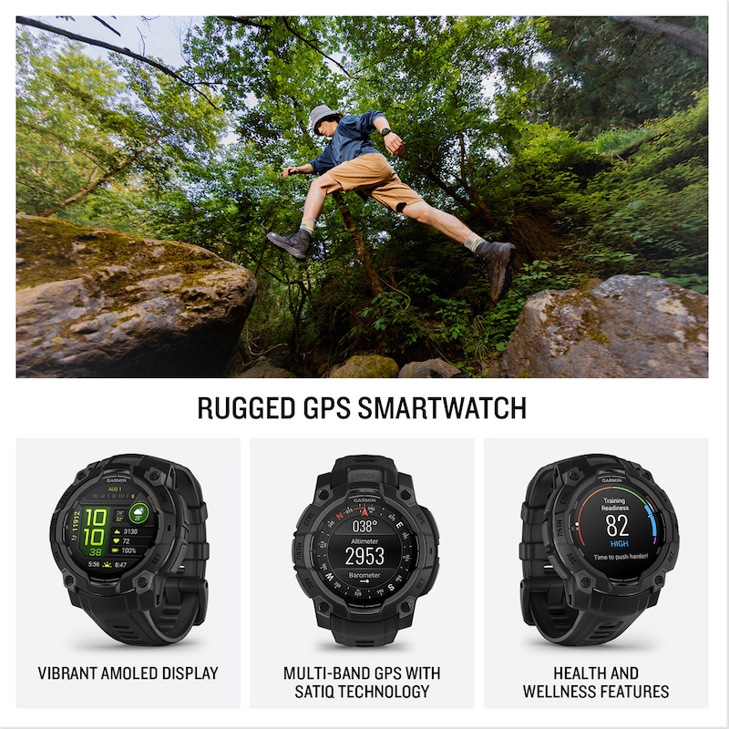 Main Image 2 of Garmin Instinct 3 45mm Amoled Black Silicone Strap Smartwatch