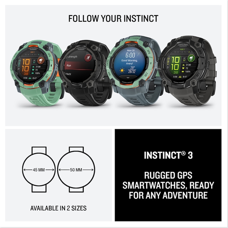 Main Image 7 of Garmin Instinct 3 45mm Amoled Green Neo Tropic Silicone Strap Smartwatch