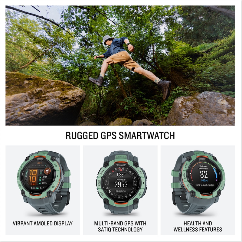 Main Image 2 of Garmin Instinct 3 50mm Amoled Neo Tropic Bezel & Twilight Silicone Smartwatch