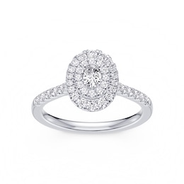 Platinum 0.50ct Diamond Oval Shaped Halo Ring