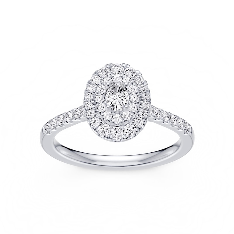 Main Image 1 of Platinum 0.50ct Diamond Oval Shaped Halo Ring