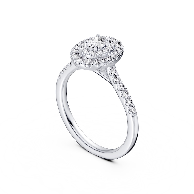 Main Image 2 of Platinum 0.50ct Diamond Oval Shaped Halo Ring