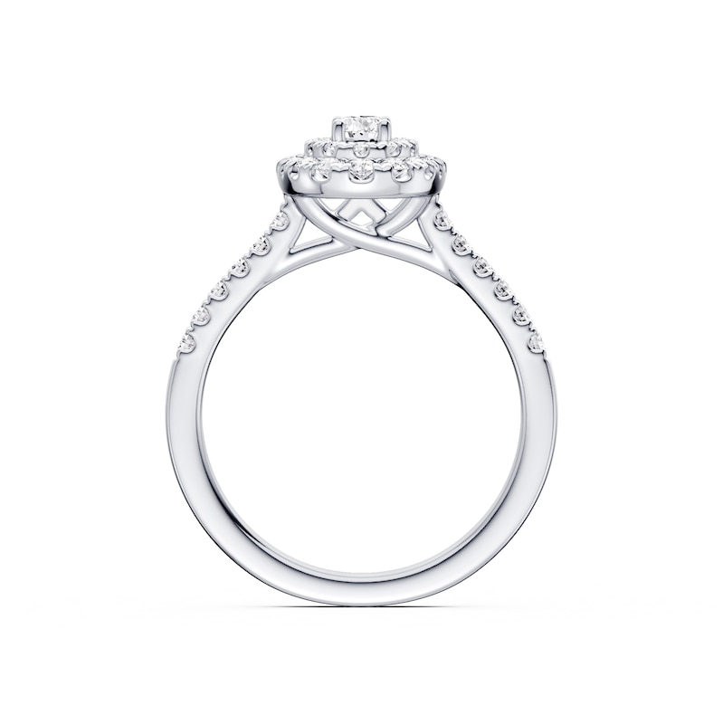 Main Image 3 of Platinum 0.50ct Diamond Oval Shaped Halo Ring