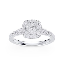 Platinum 0.50ct Diamond Princess Cut Halo Ring