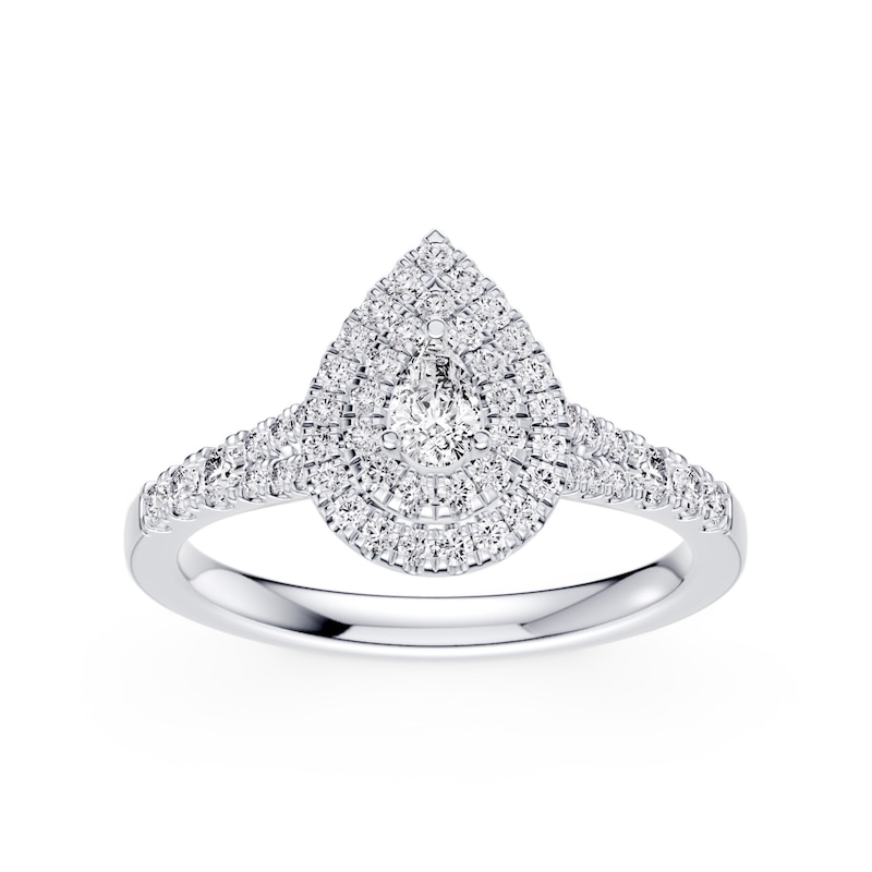 Main Image 1 of Platinum 0.50ct Diamond Pear Shaped Double Halo Ring