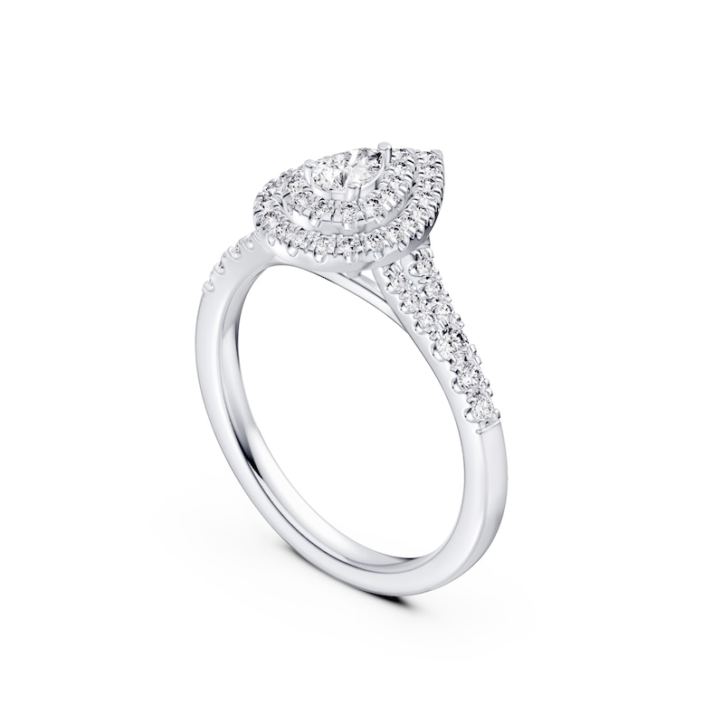 Main Image 2 of Platinum 0.50ct Diamond Pear Shaped Double Halo Ring