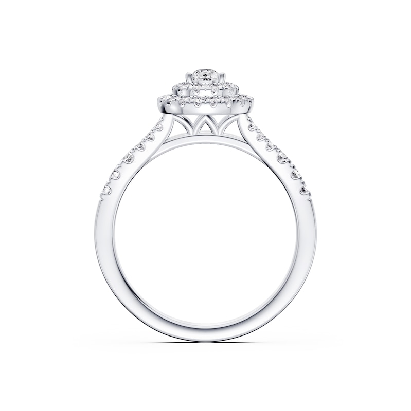 Main Image 3 of Platinum 0.50ct Diamond Pear Shaped Double Halo Ring