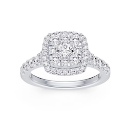 Platinum 1ct Diamond Cushion Shaped Halo Ring