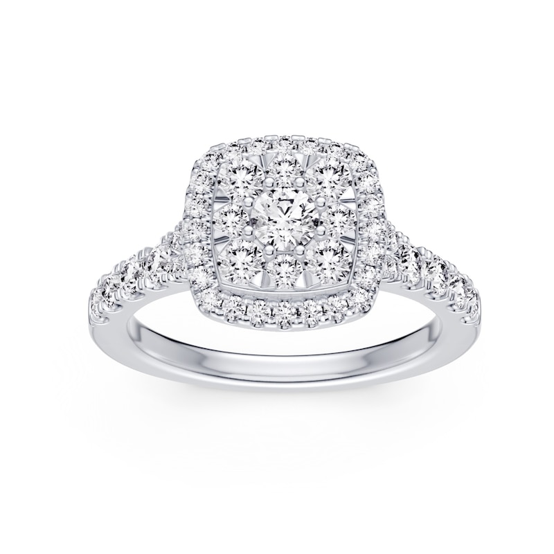 Main Image 1 of Platinum 1ct Diamond Cushion Shaped Halo Ring