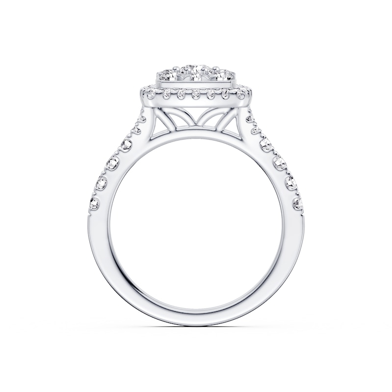 Main Image 2 of Platinum 1ct Diamond Cushion Shaped Halo Ring