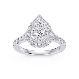 Platinum 1ct Diamond Pear Shaped Halo Ring