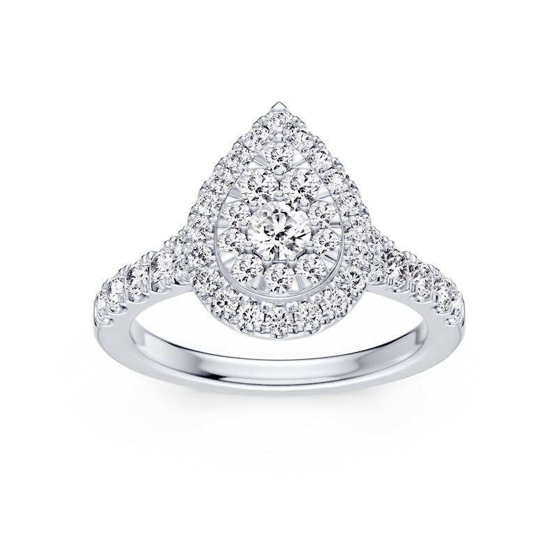 Main Image 1 of Platinum 1ct Diamond Pear Shaped Halo Ring