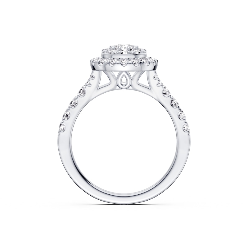 Main Image 2 of Platinum 1ct Diamond Pear Shaped Halo Ring