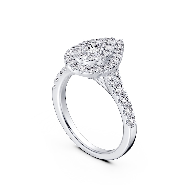 Main Image 3 of Platinum 1ct Diamond Pear Shaped Halo Ring