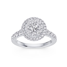 Platinum 1ct Diamond Oval Shaped Halo Ring