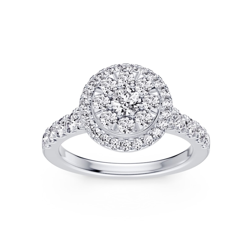 Main Image 1 of Platinum 1ct Diamond Oval Shaped Halo Ring