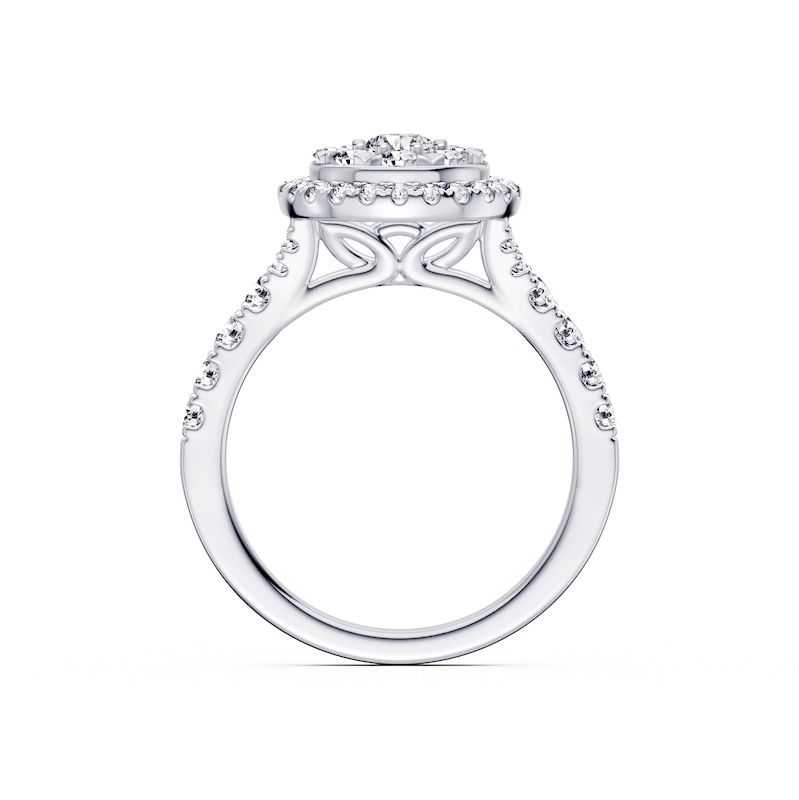 Main Image 2 of Platinum 1ct Diamond Oval Shaped Halo Ring