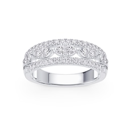 Platinum 0.75ct Diamond Three Row Eternity Ring