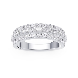 Platinum 1ct Diamond Round & Baguette Cut Eternity Ring