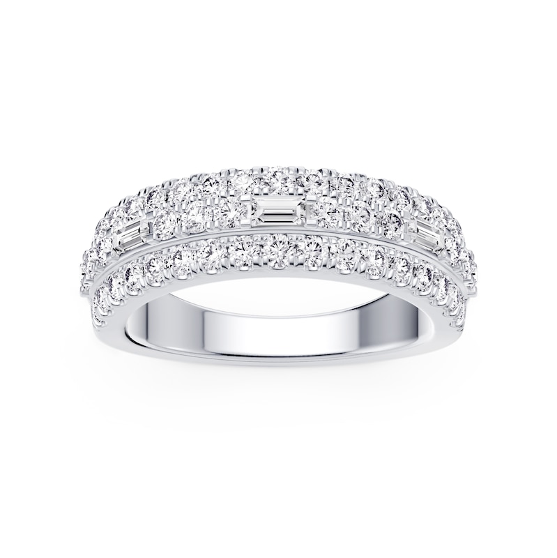 Main Image 1 of Platinum 1ct Diamond Round & Baguette Cut Eternity Ring