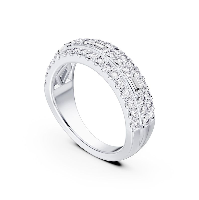 Main Image 2 of Platinum 1ct Diamond Round & Baguette Cut Eternity Ring